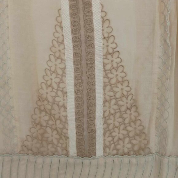 BCBG Maxazria Runway Tan Beige Lace Semi Sheer Drop Waist Mini Dress Size Small - Picture 9 of 14